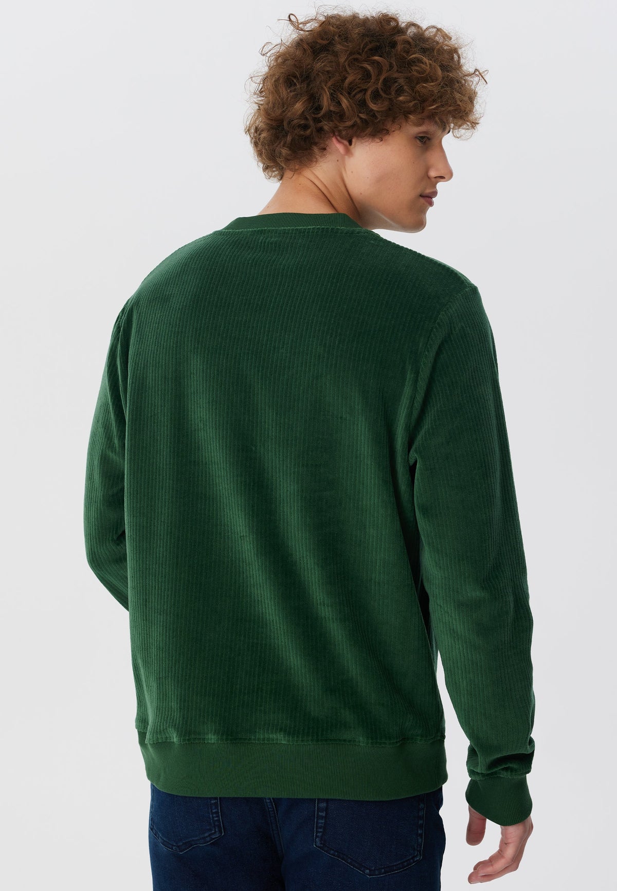 Men's Corduroy Sweatshirt, Pine Needle — Leela Cotton, view 2