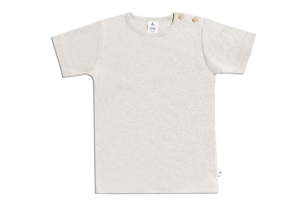 Baby Basic Short Sleeve Top, Beige — Leela Cotton