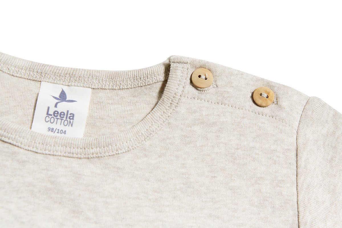 Baby Basic Short Sleeve Top, Beige — Leela Cotton, view 3