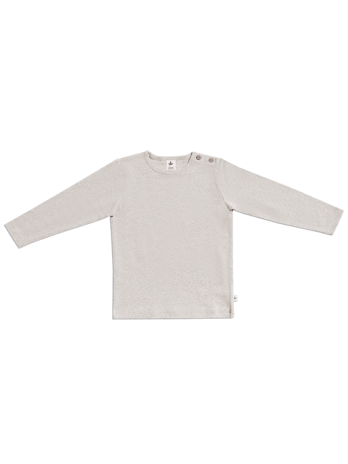 Baby Basic Long Sleeve Top, Beige-Melange — Leela Cotton, view 2