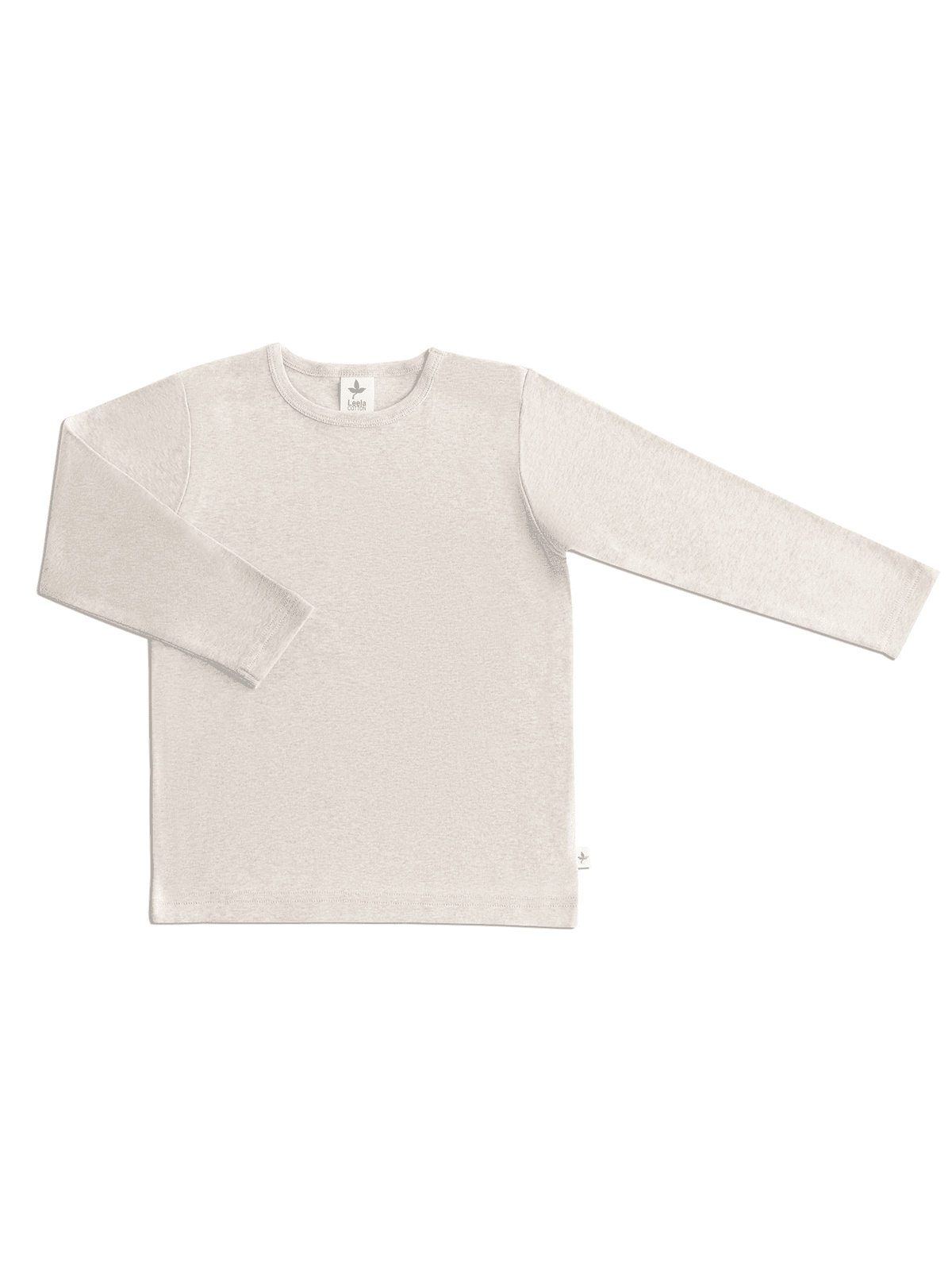 Baby Basic Long Sleeve Top, Beige-Melange — Leela Cotton, view 5