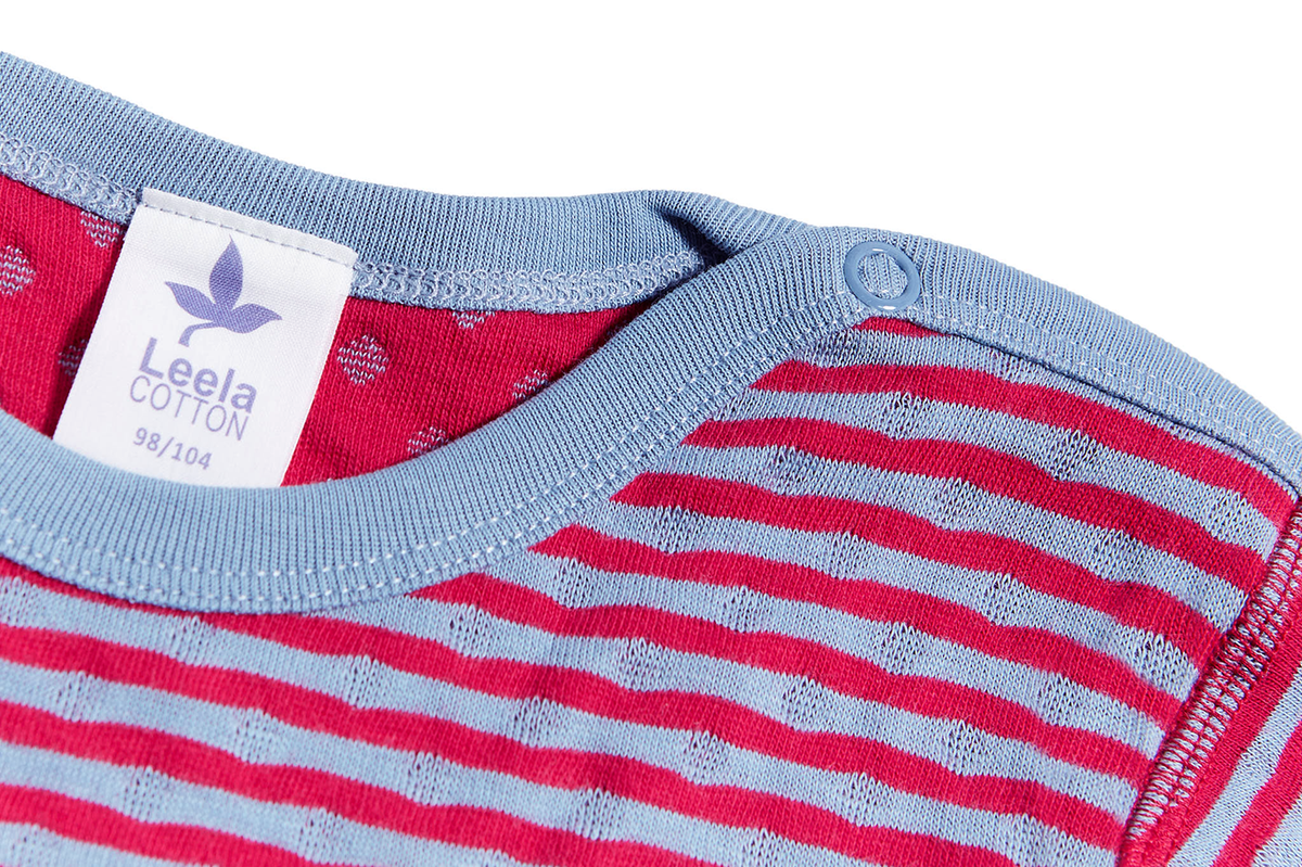 Kids' Reversible Long Sleeve Top, Persian Red Dove Blue — Leela Cotton, view 4