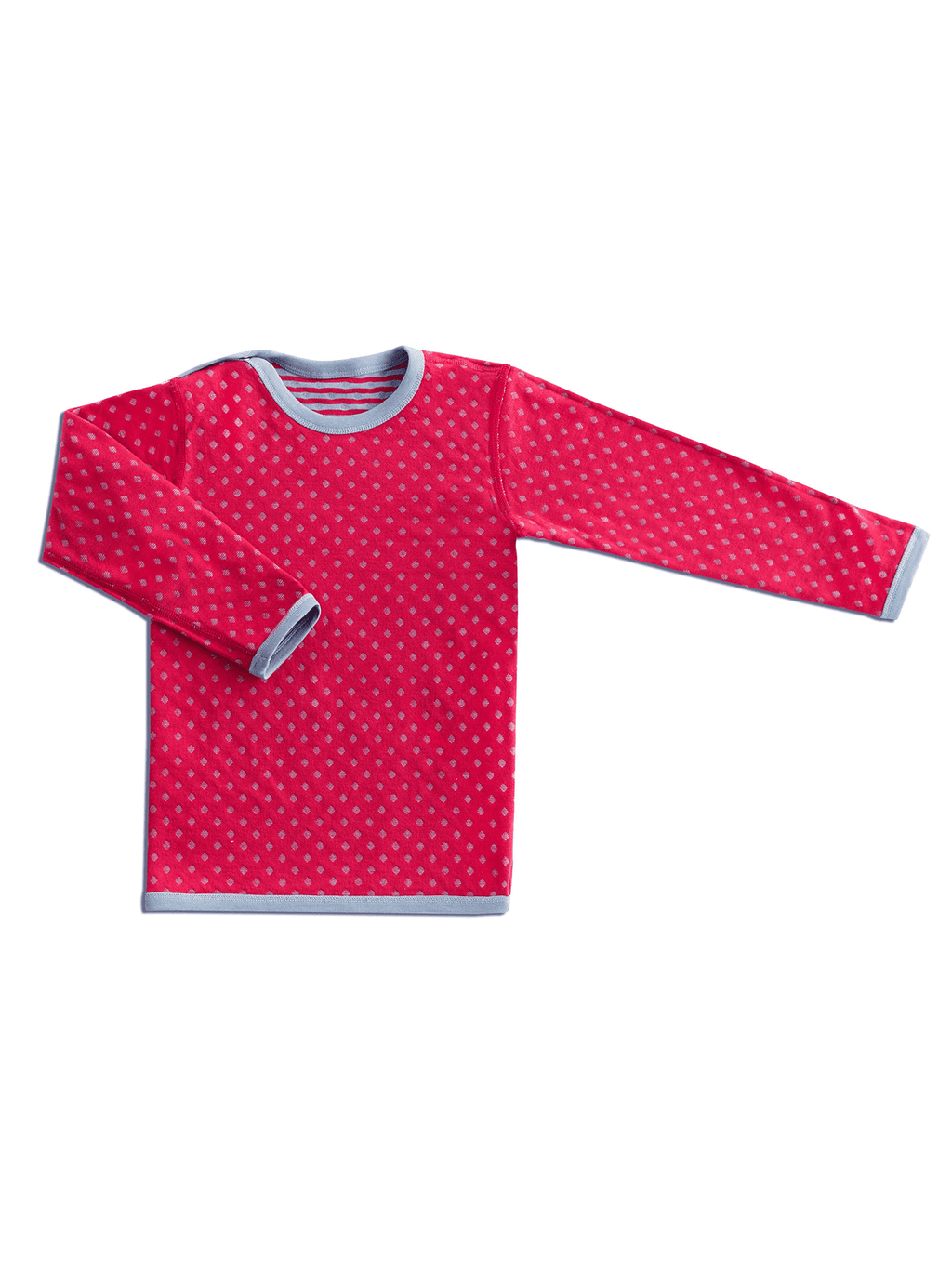 Kids' Reversible Long Sleeve Top, Persian Red - Dove Blue