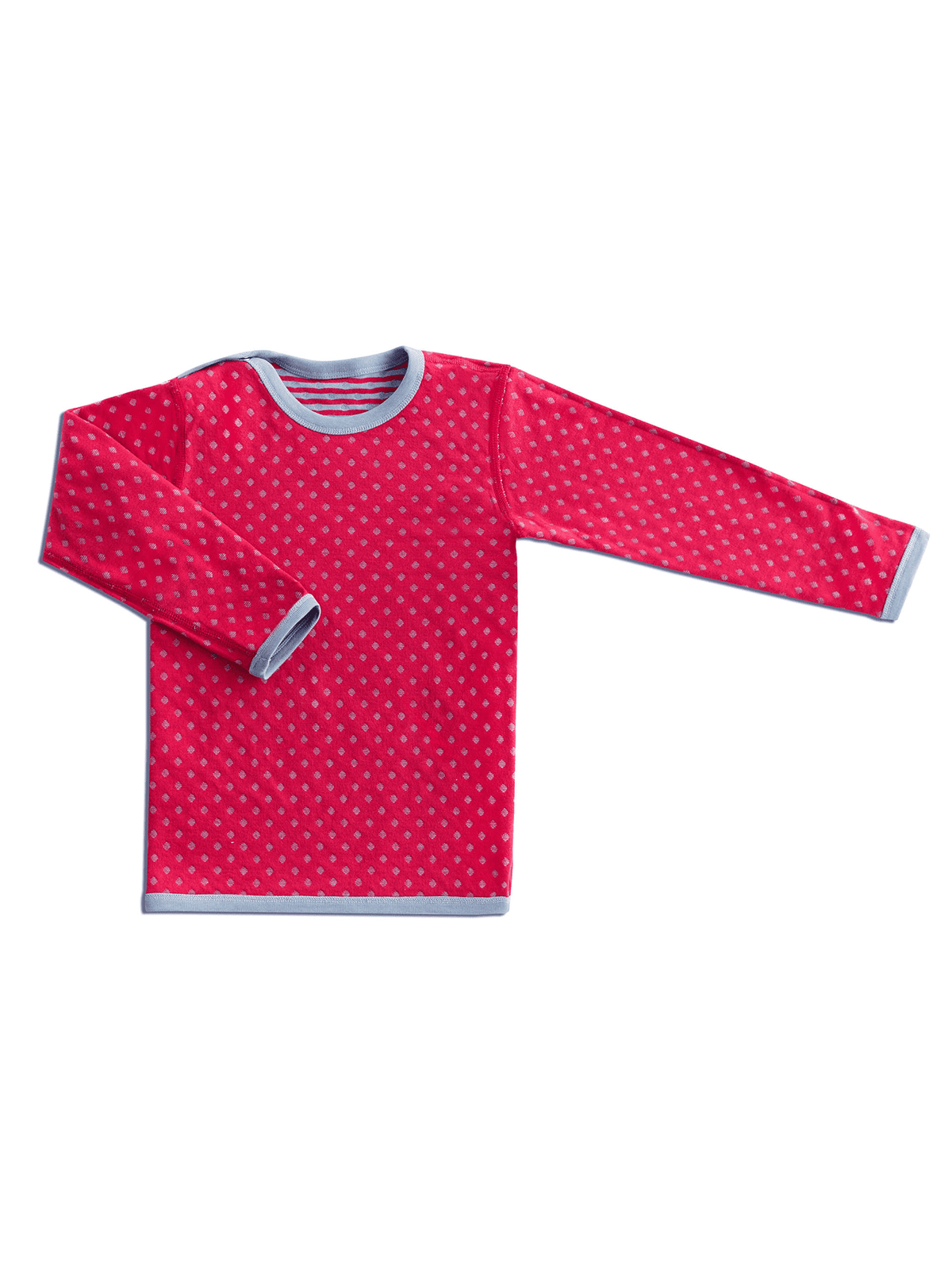 Kids' Reversible Long Sleeve Top, Persian Red - Dove Blue