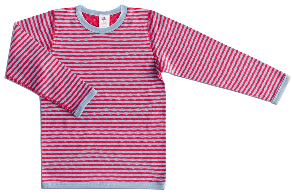 Kids' Reversible Long Sleeve Top, Persian Red - Dove Blue