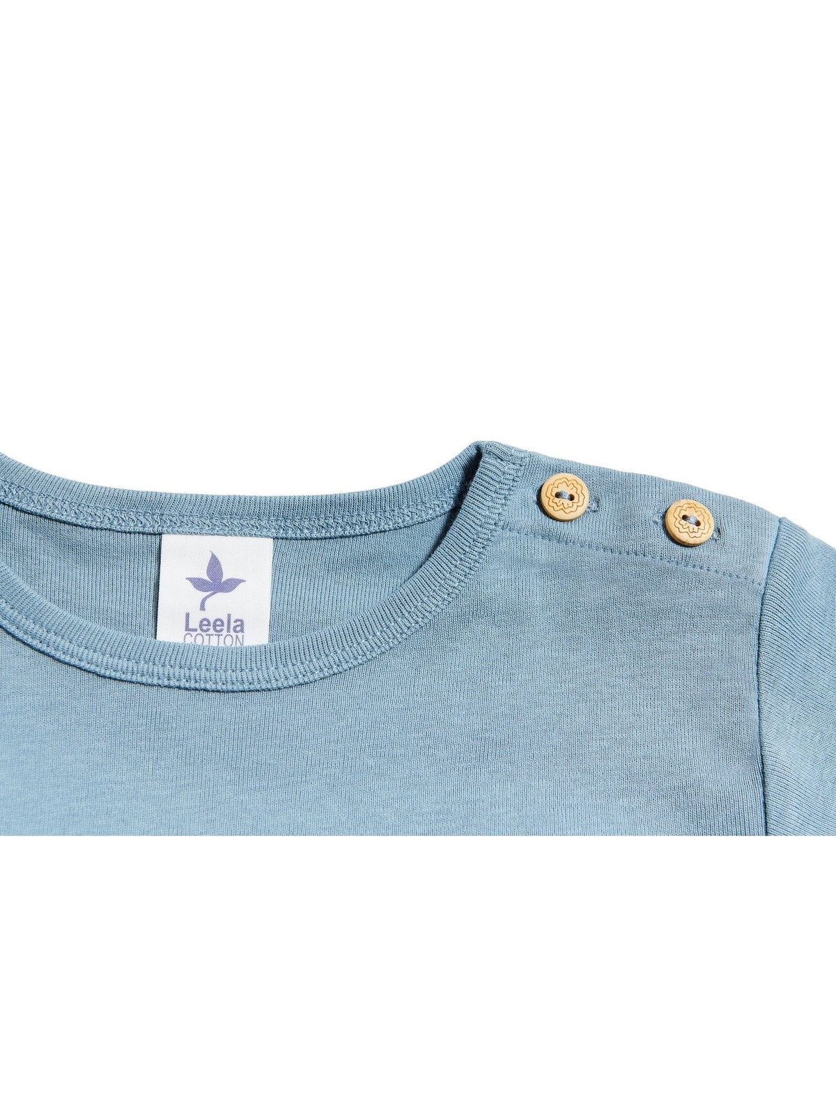 Baby Basic Short Sleeve Top, Dove Blue — Leela Cotton, view 3