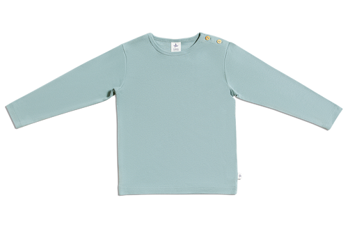 Baby Basic Long Sleeve Top, Dove Blue — Leela Cotton, view 2