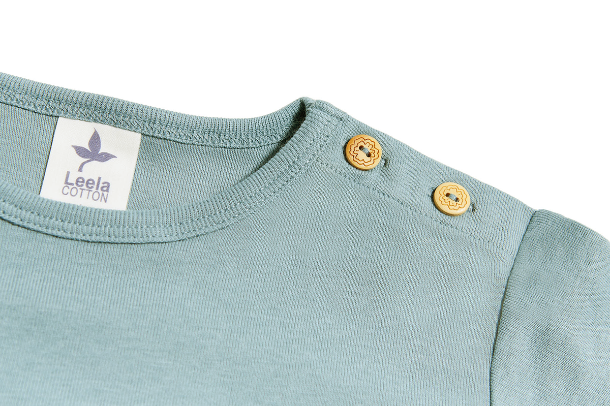 Baby Basic Long Sleeve Top, Dove Blue — Leela Cotton, view 4