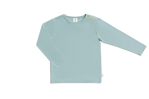 Baby Basic Long Sleeve Top, Dove Blue — Leela Cotton