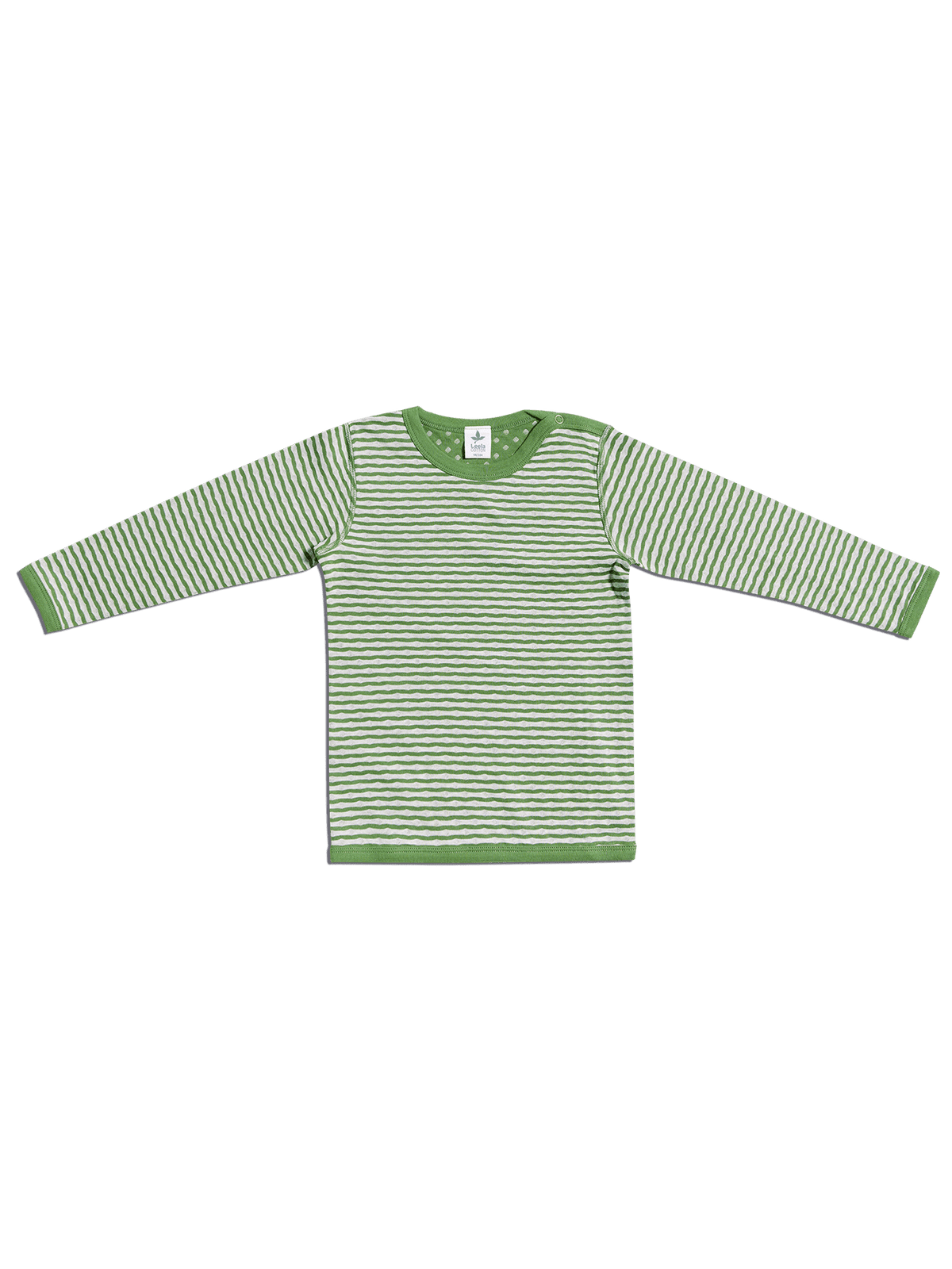 Kids' Reversible Long Sleeve Top, Forest Green-Beige-Melange — Leela Cotton, view 2