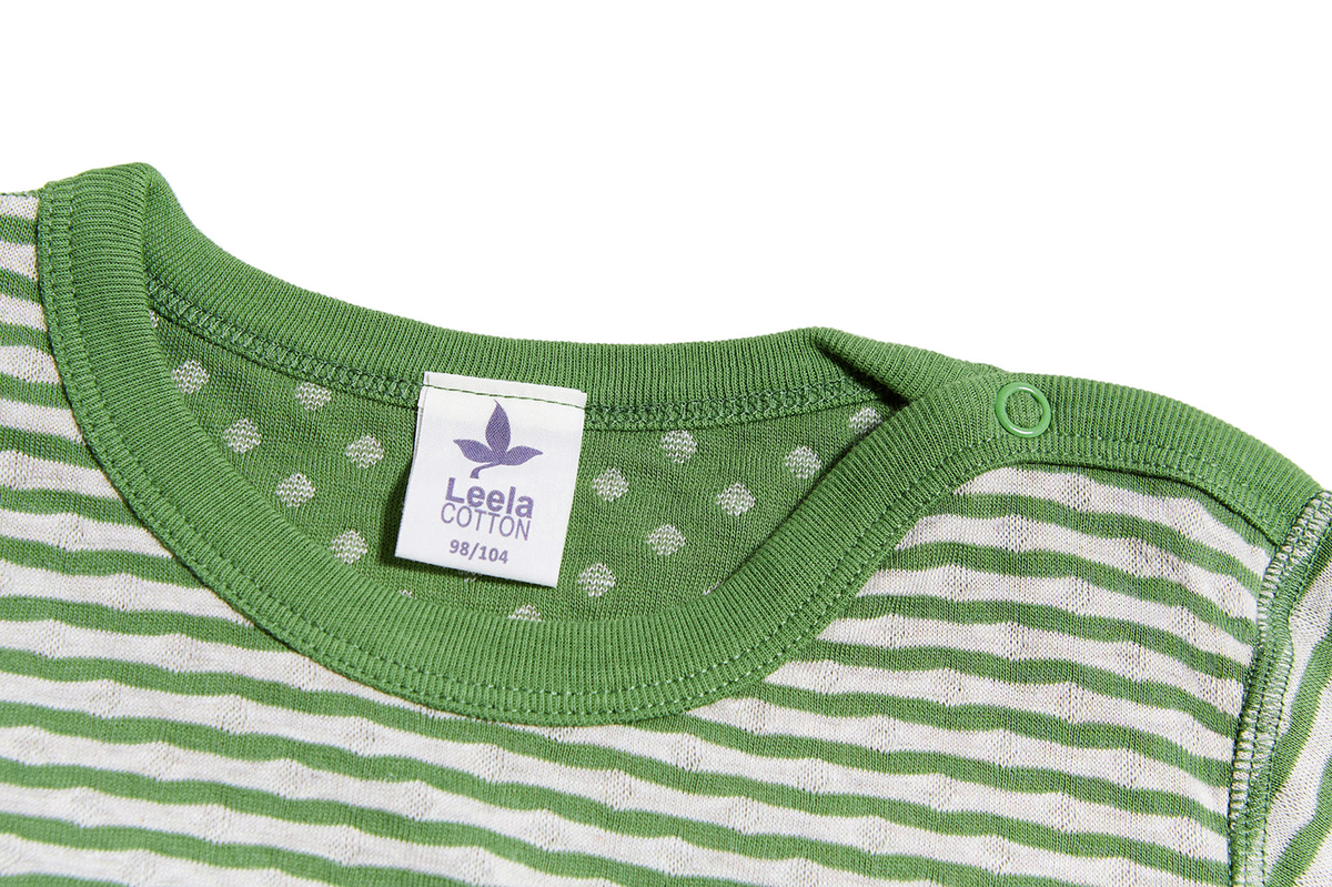 Kids' Reversible Long Sleeve Top, Forest Green-Beige-Melange — Leela Cotton, view 4