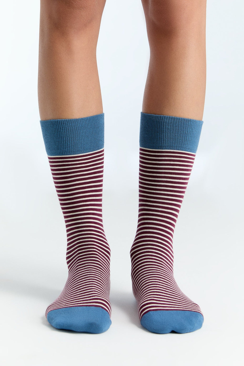 Unisex Premium Socks with Longer Cuffs, Bordeaux - Natural (6-Pack)