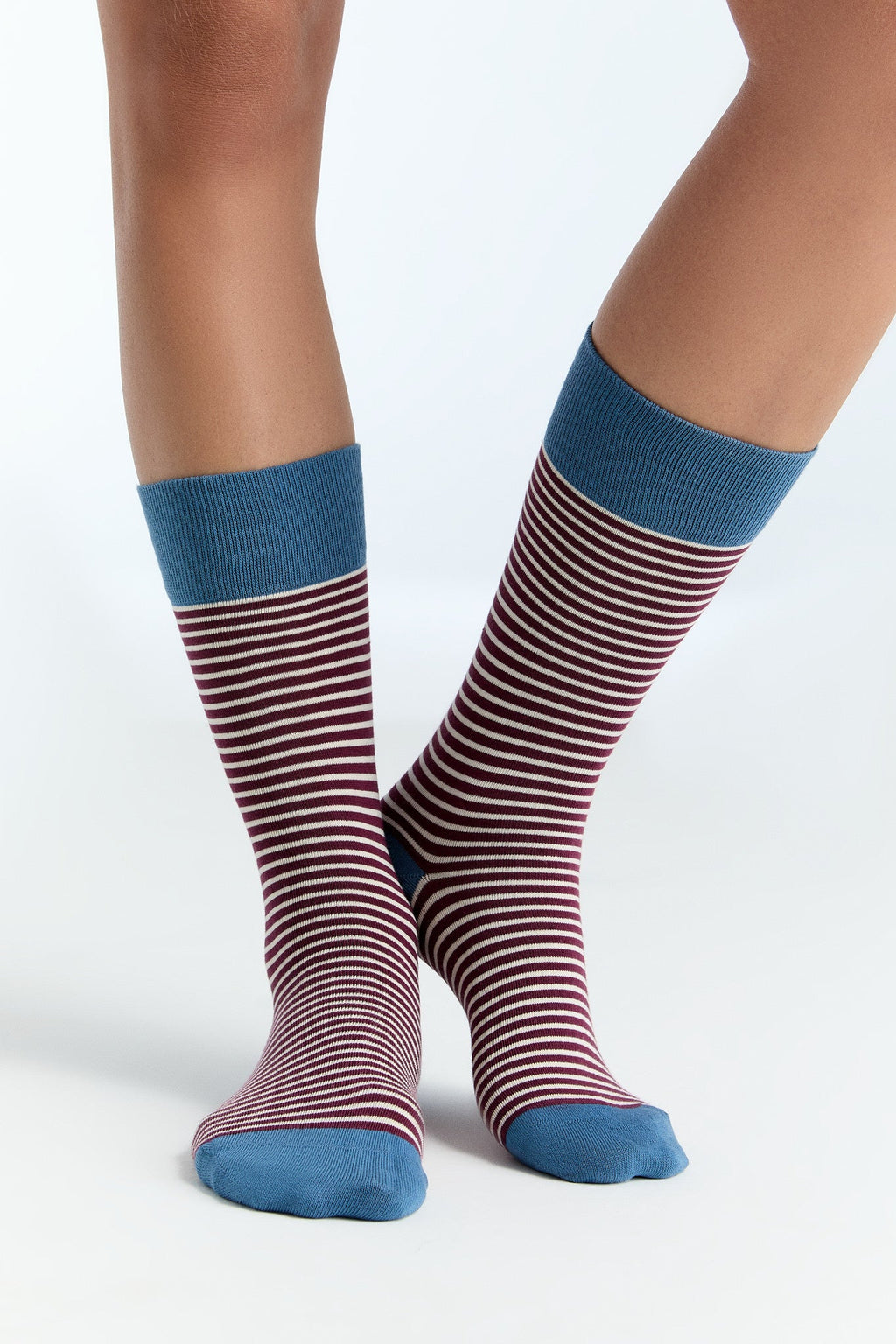 Unisex Premium Socks with Longer Cuffs, Bordeaux - Natural (6-Pack)