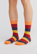 Unisex Premium Socks with Longer Cuffs, Orange - Cherry Red - Indigo - Mustard (6-Pack)