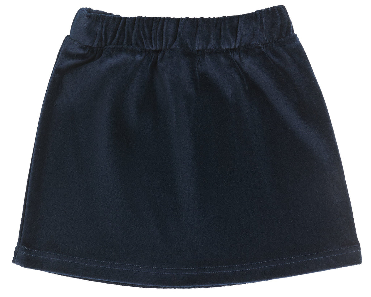 Kids' Velour Skirt, Midnight Blue — Leela Cotton, view 2