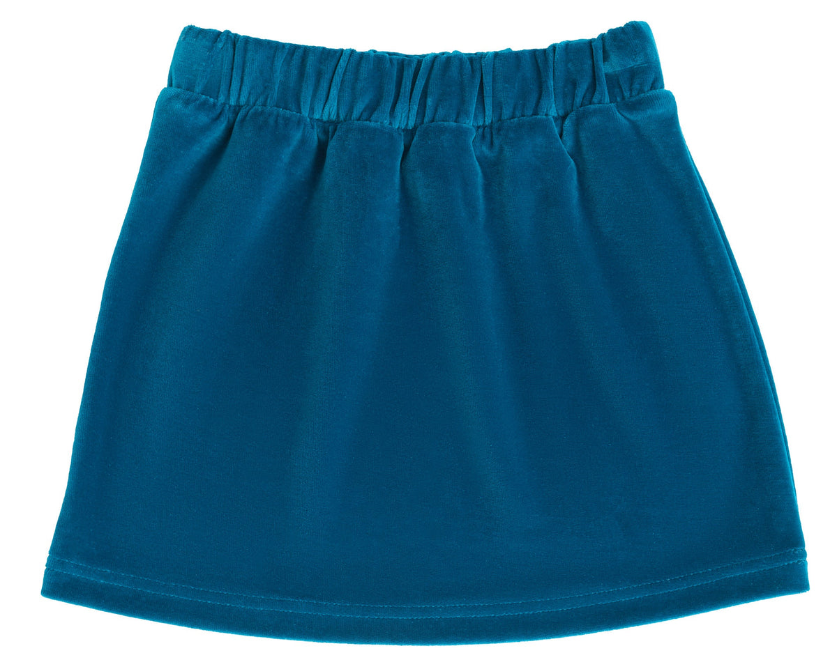 Kids' Velour Skirt, Ocean Blue — Leela Cotton, view 2
