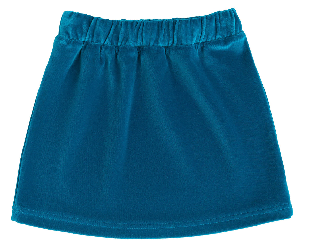 Kids' Velour Skirt, Ocean Blue — Leela Cotton