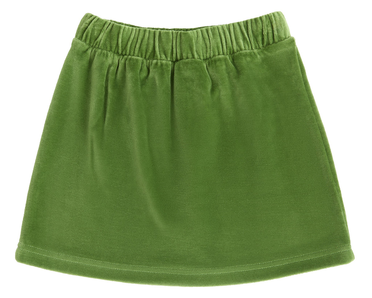 Kids' Velour Skirt, Forest Green — Leela Cotton, view 2