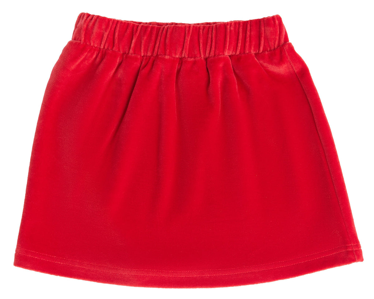 Kids' Velour Skirt, Brick Red — Leela Cotton, view 2