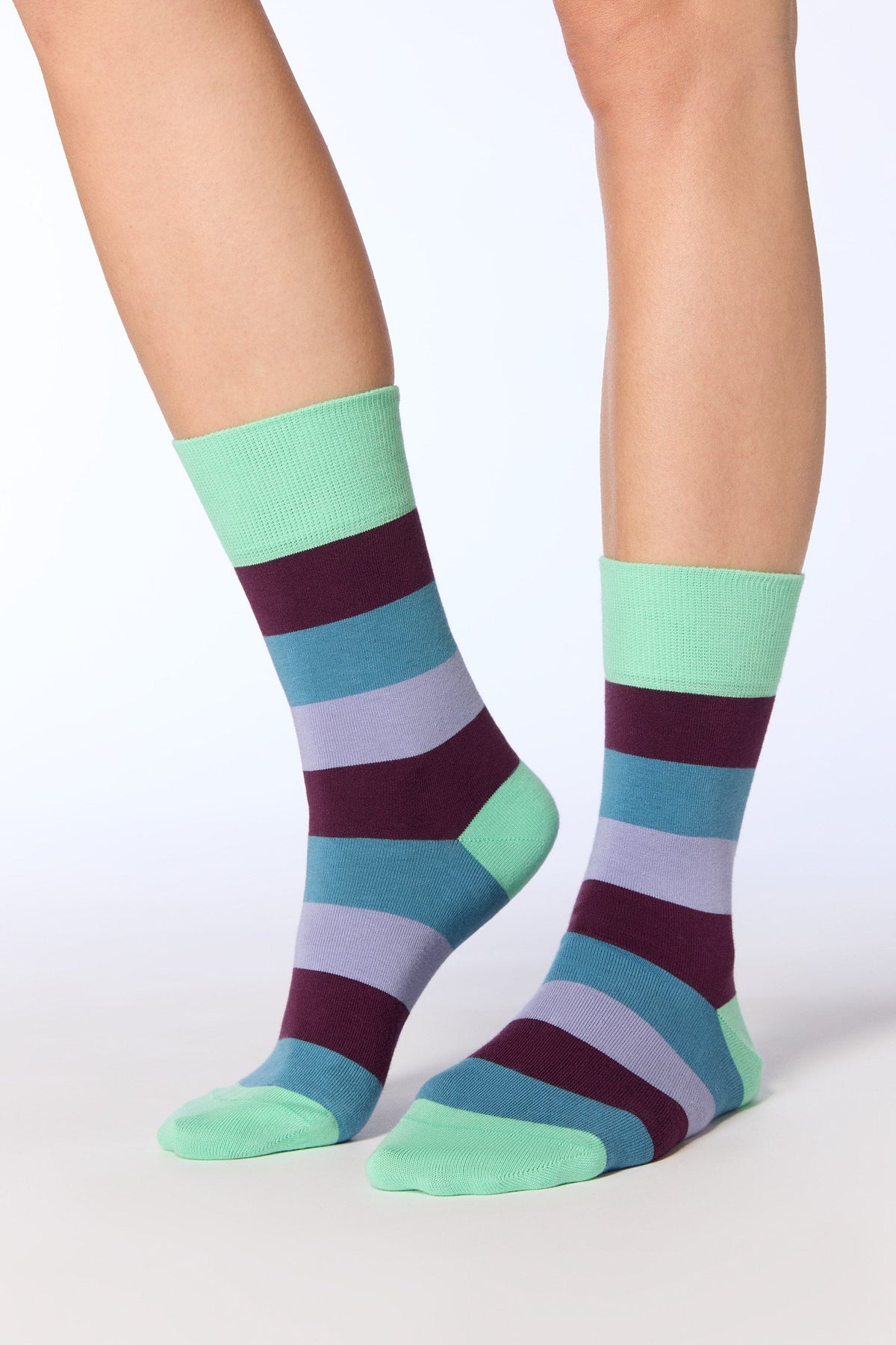 Unisex Socks, Kiwi / Magenta / Dove Blue / Lavender — Albero Natur, view 2