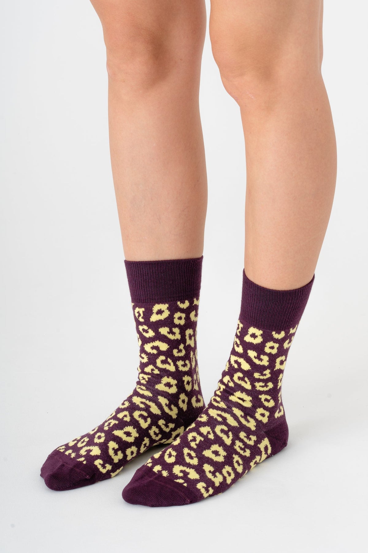2368, Unisex Leopard Socks / Magenta/ Lemonade (6-Pack)