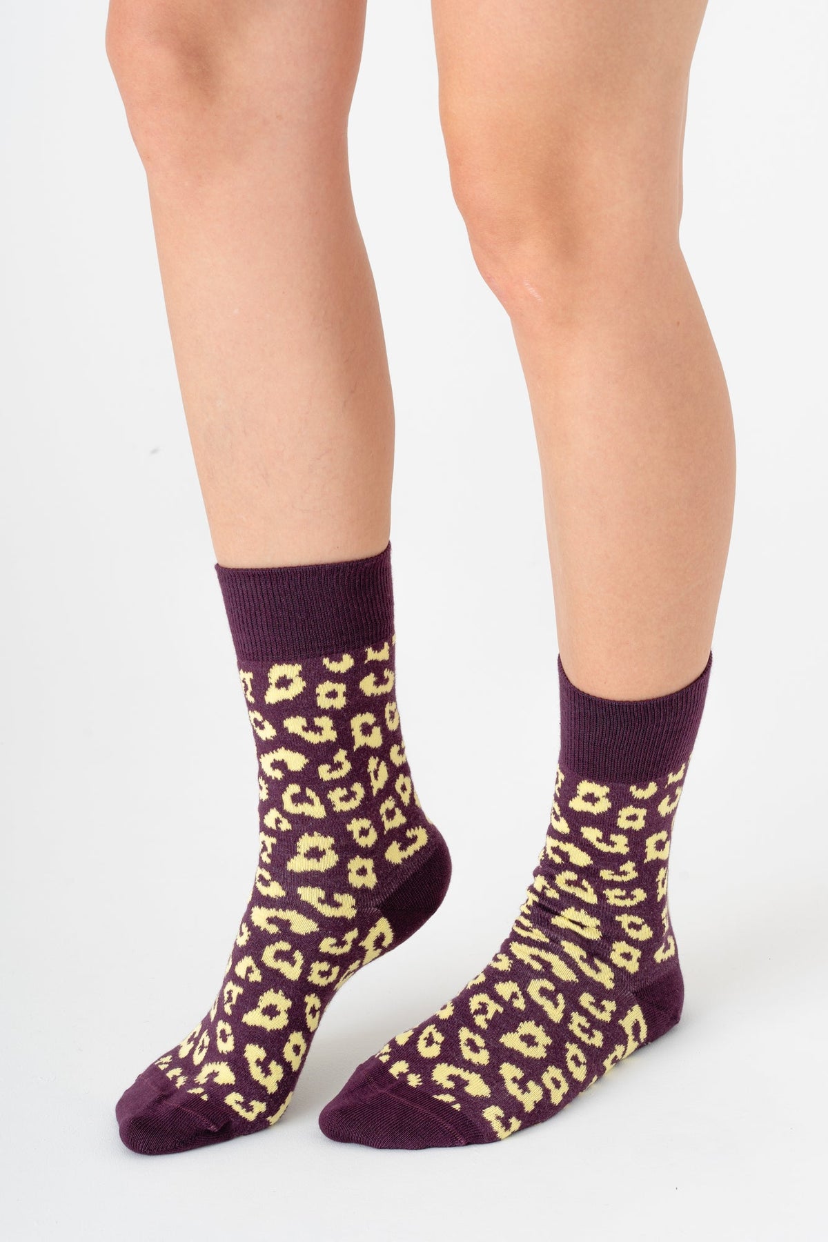 2368, Unisex Leopard Socks / Magenta/ Lemonade (6-Pack)
