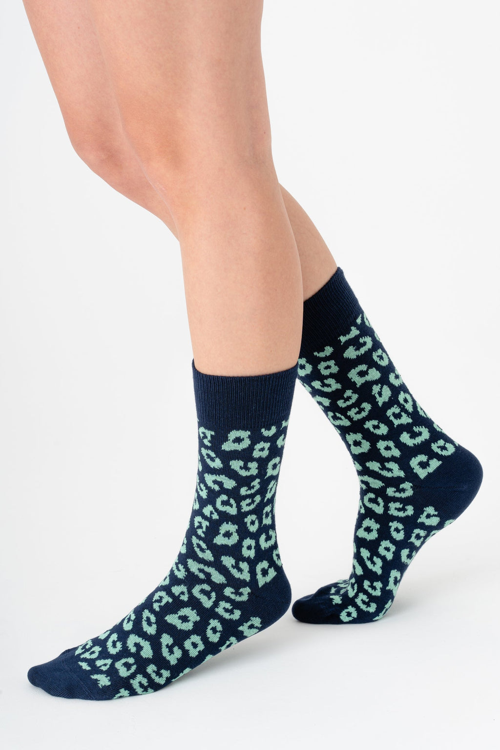 2369, Unisex Leopard Socks / Indigo/ Kiwi (6-Pack)