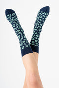 2369, Unisex Leopard Socks / Indigo/ Kiwi (6-Pack)