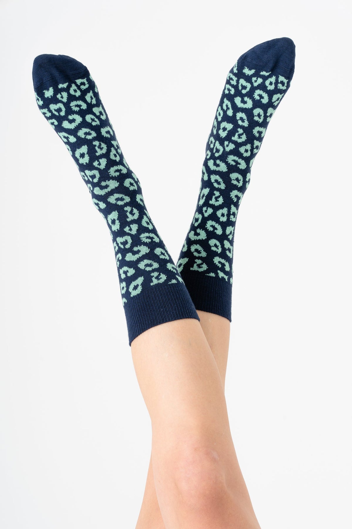2369, Unisex Leopard Socks / Indigo/ Kiwi (6-Pack)