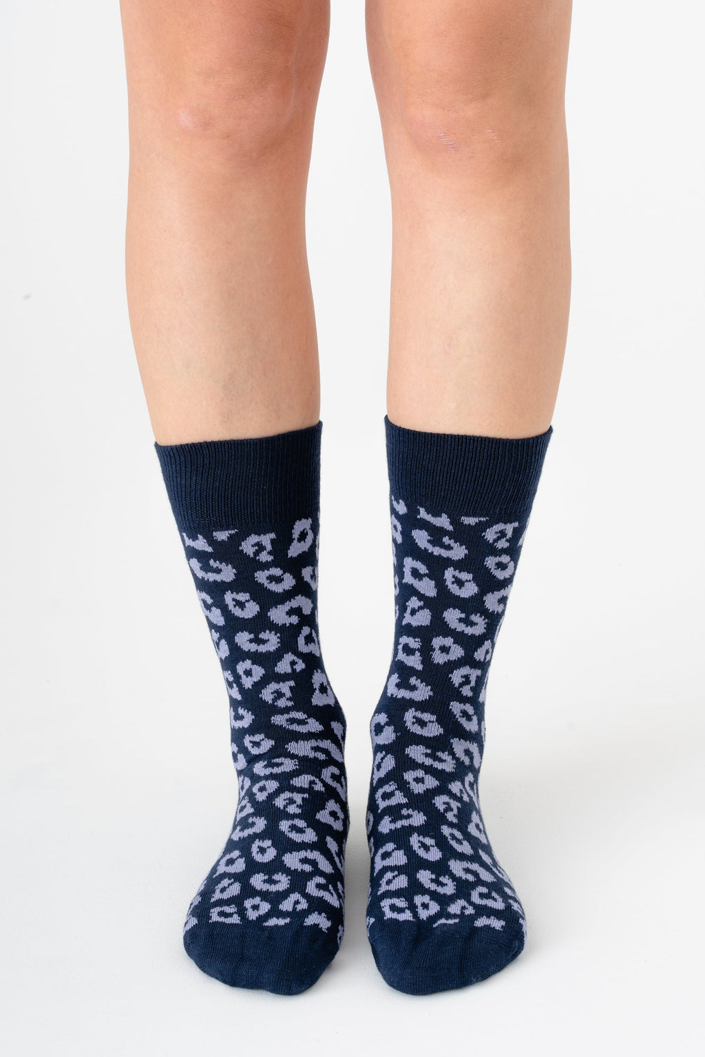 2371, Unisex Leopard Socks / Indigo/ Lavender (6-Pack)