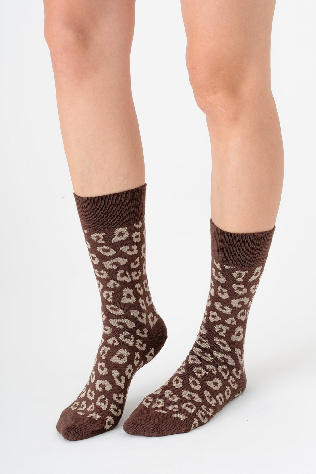 2372, Unisex Leopard Socks / Coffee/ Sand (6-Pack)