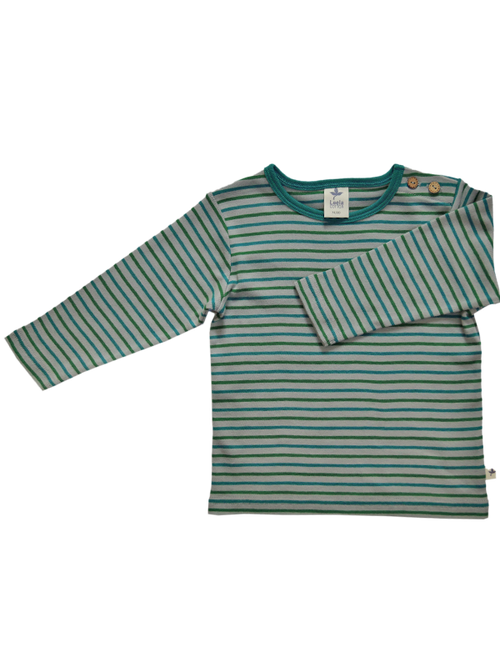 Baby Basic Long Sleeve Top, Light Grey Ocean Blue Moss Green — Leela Cotton, view 2