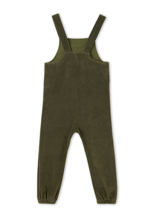 Baby Corduroy Dungarees, Olive — Leela Cotton, view 2