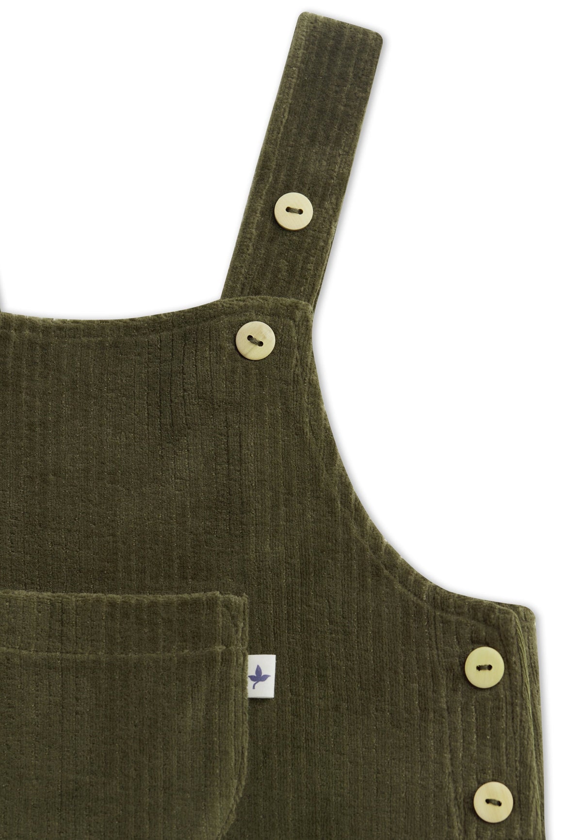Baby Corduroy Dungarees, Olive — Leela Cotton, view 3