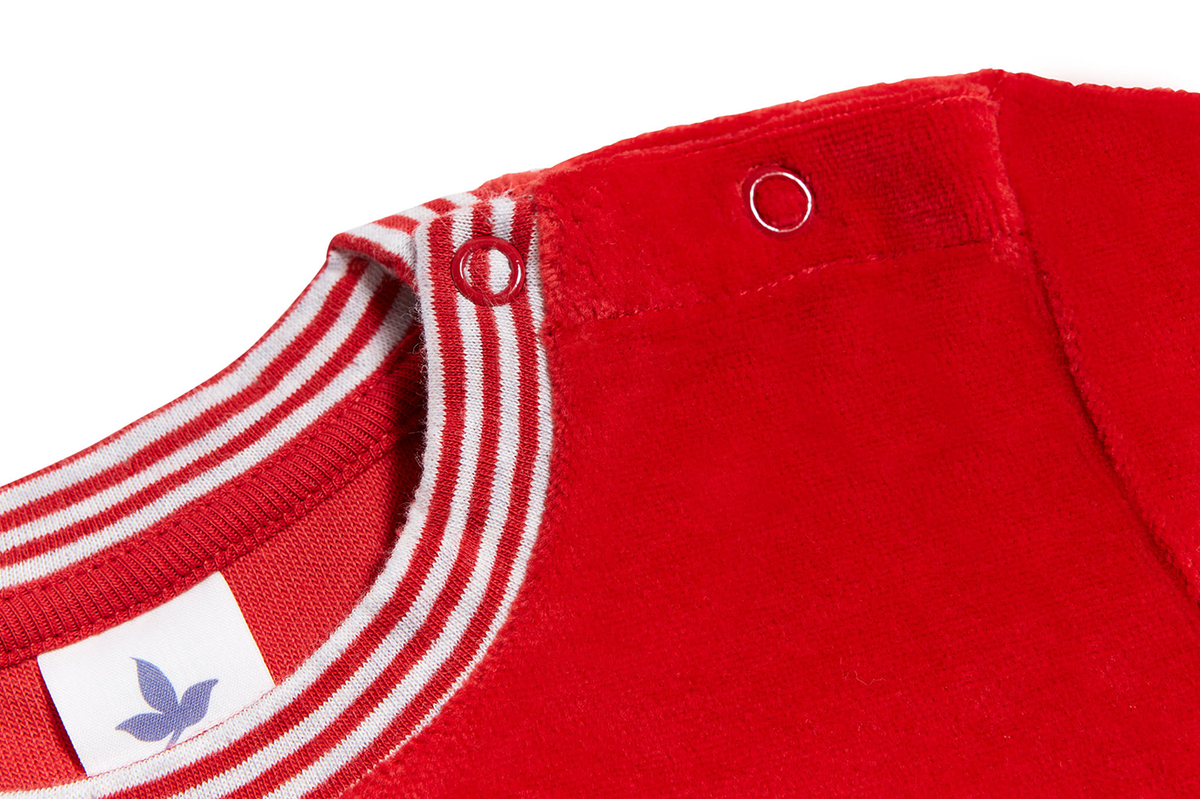Kids' Velour Sweatshirt, Brick Red — Leela Cotton, view 4