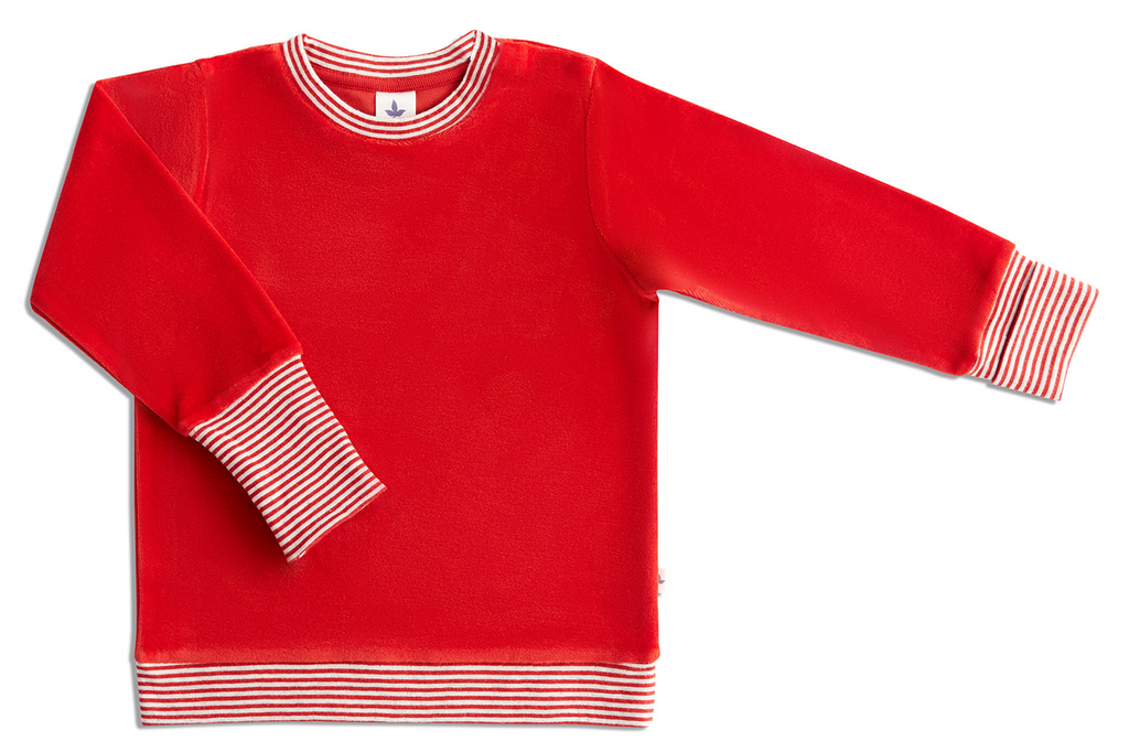 Kids' Velour Sweatshirt, Brick Red