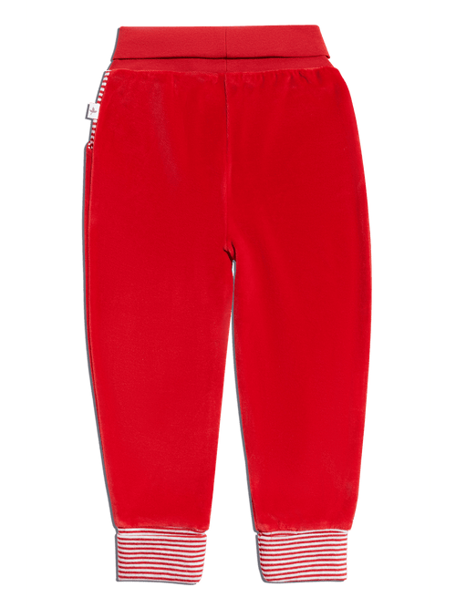 Baby Velour Trousers, Brick Red — Leela Cotton, view 2