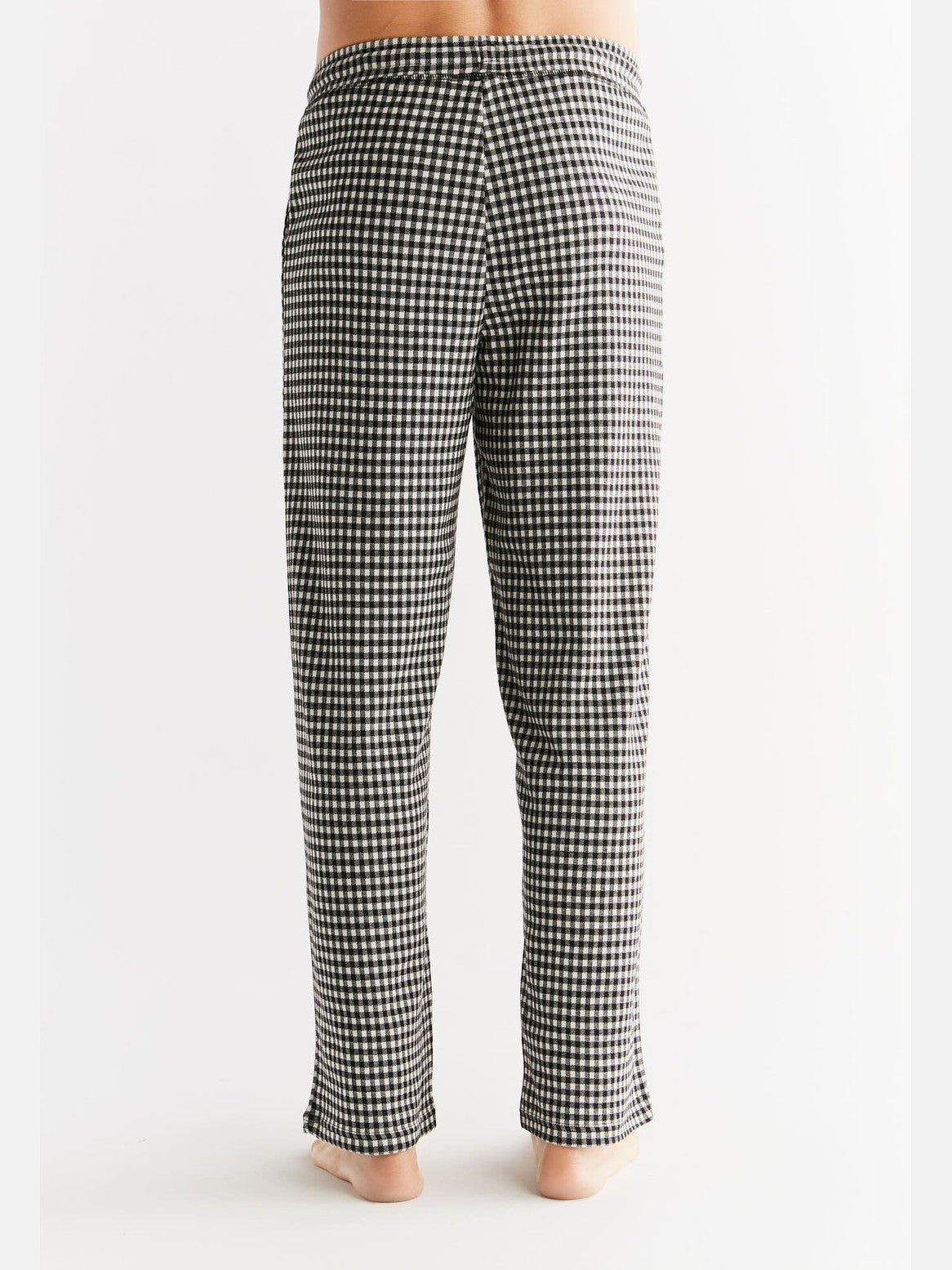 Men's Homewear Trousers Checked, Black / Grey / Natural — Leela Cotton, view 3