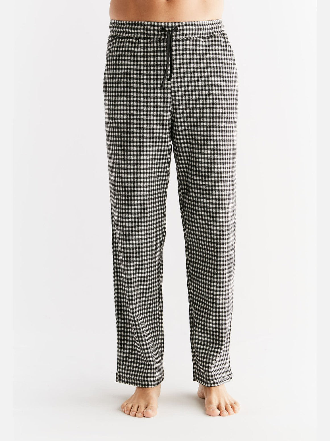 Men's Homewear Trousers Checked, Black / Grey / Natural — Leela Cotton
