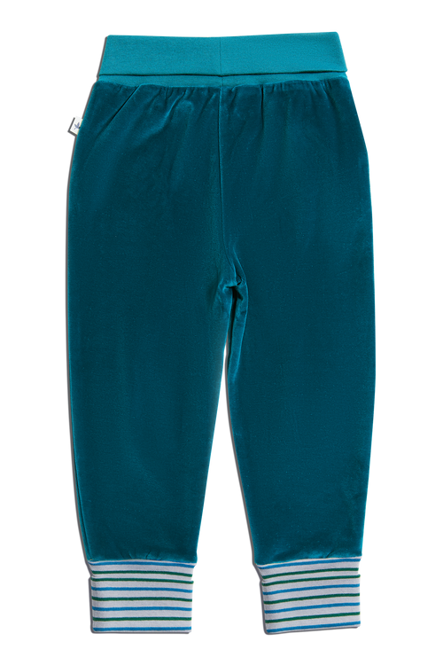 Baby Velour Trousers, Ocean Blue — Leela Cotton, view 2