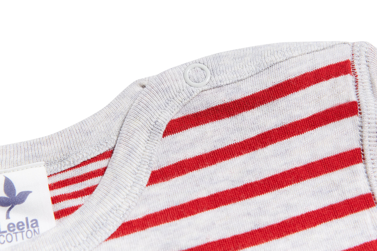 Kids' Reversible Long Sleeve Top, Grey Brick Red — Leela Cotton, view 3