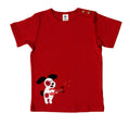 Baby Short Sleeve Top with Applique, Brick Red