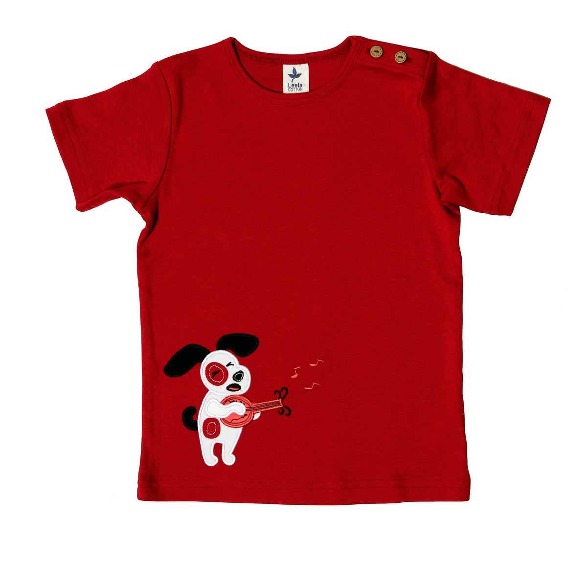 Baby Short Sleeve Top with Applique, Brick Red