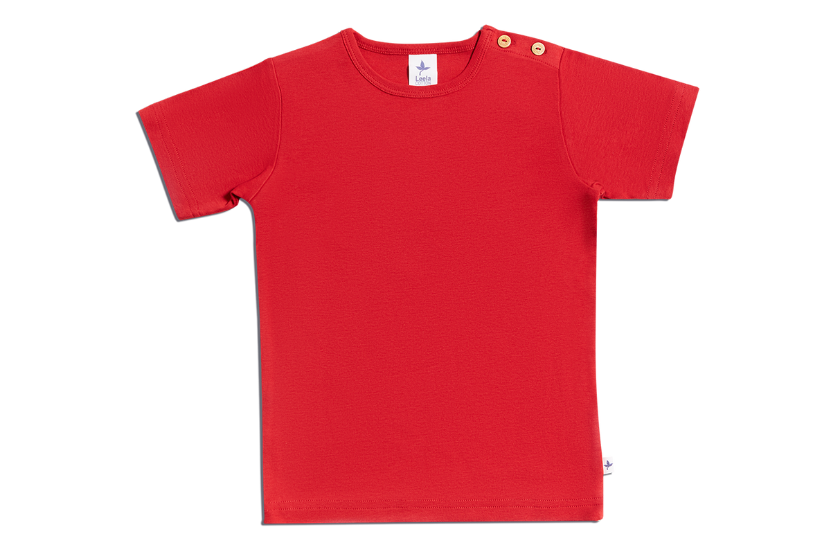 Baby Basic Short Sleeve Top, Brick Red — Leela Cotton