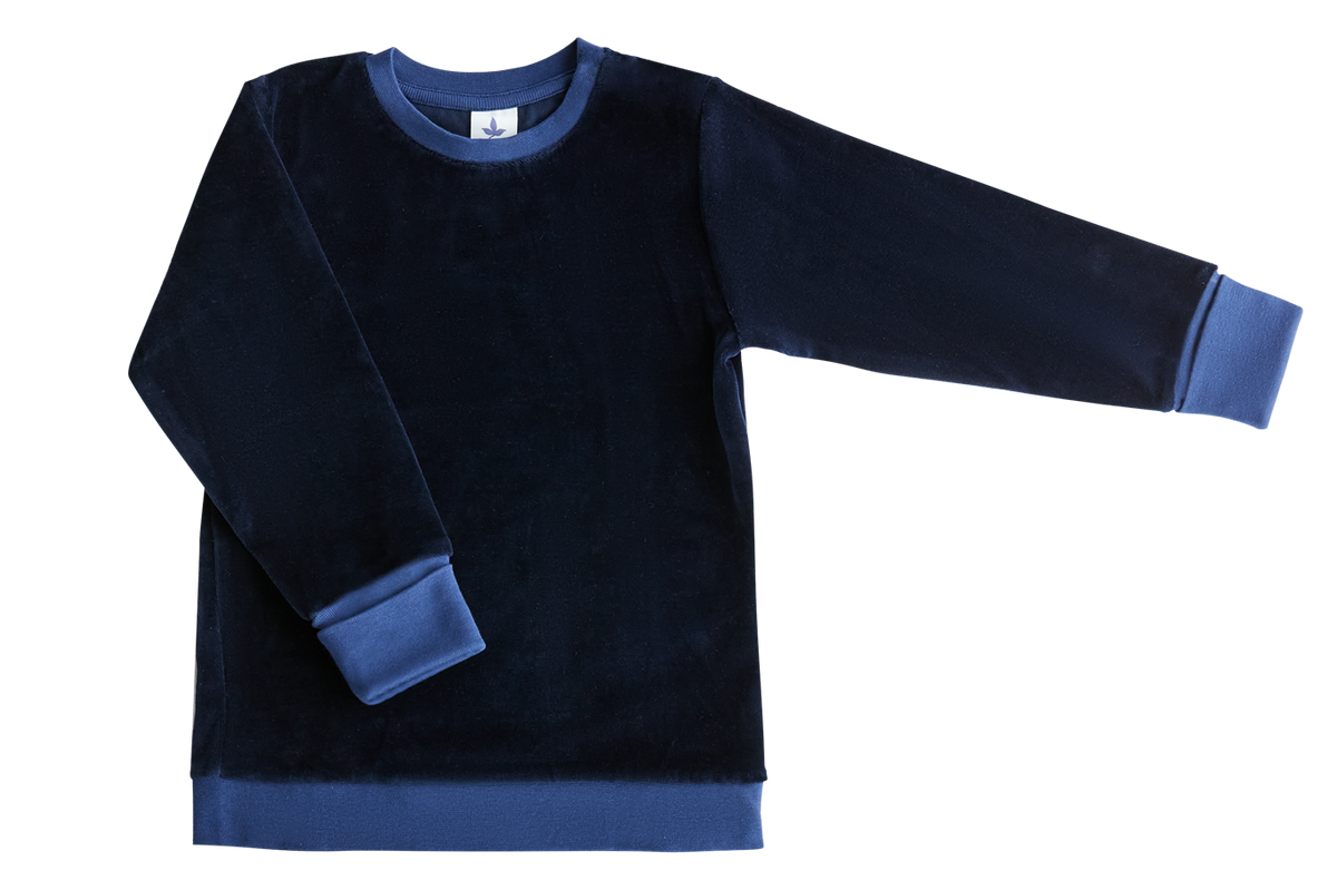 Kids' Velour Sweatshirt, Midnight Blue