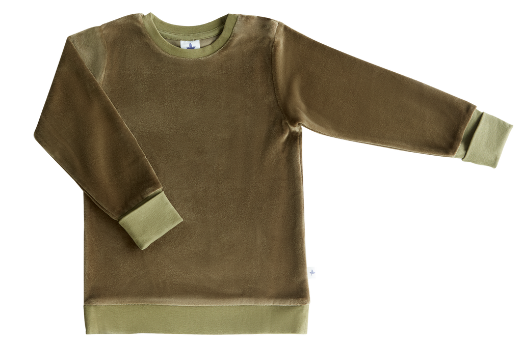 Kids' Velour Sweatshirt, Olive Green
