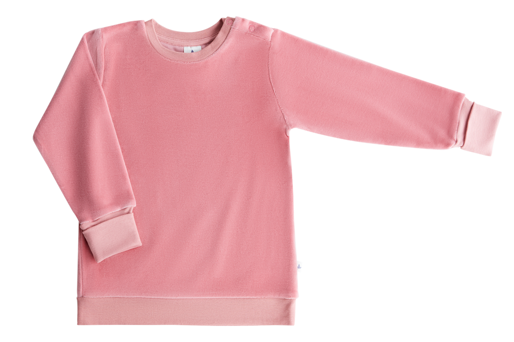 Kids' Velour Sweatshirt, Dusty Pink
