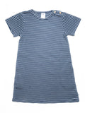 Baby Short Sleeve Dress, Indigo - Natural White