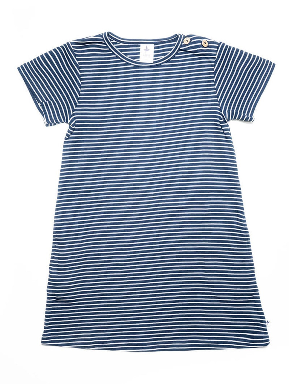 Baby Short Sleeve Dress, Indigo Natural White — Leela Cotton, view 2