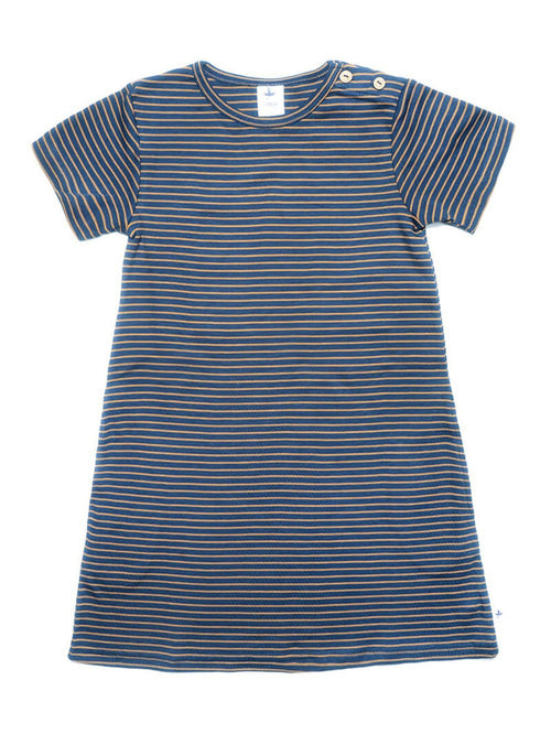 Baby Short Sleeve Dress, Indigo-Ginger — Leela Cotton